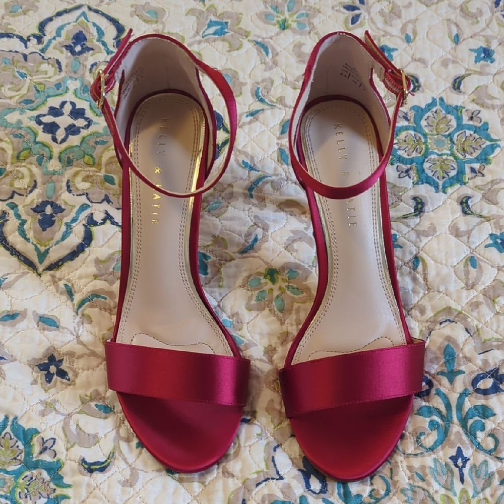Kelly & Katie Red Heels with Elegant Ankle Strap